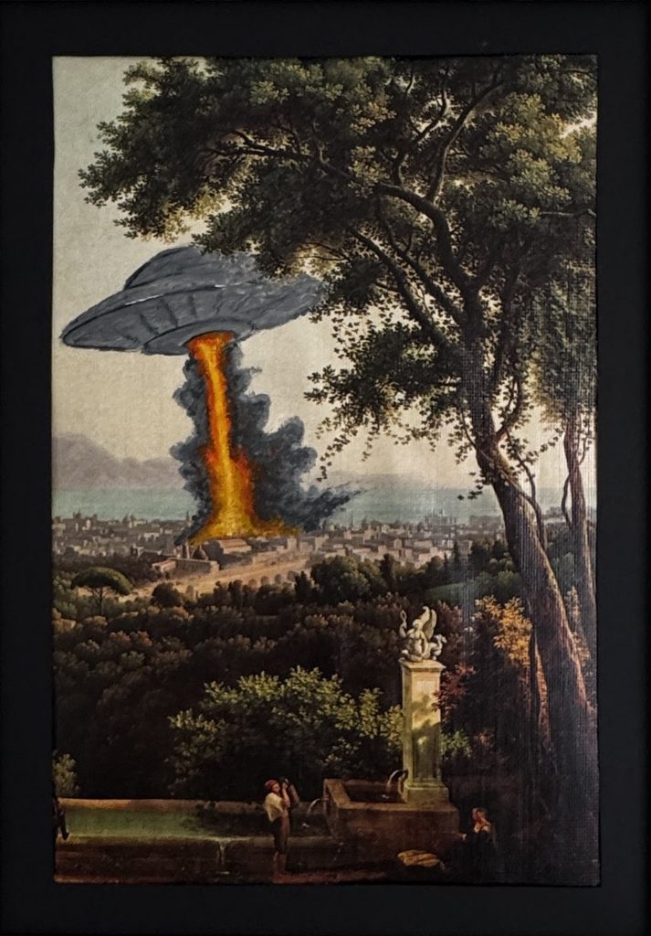 Paysage ancien d'arbres, une explosion à l'horizon