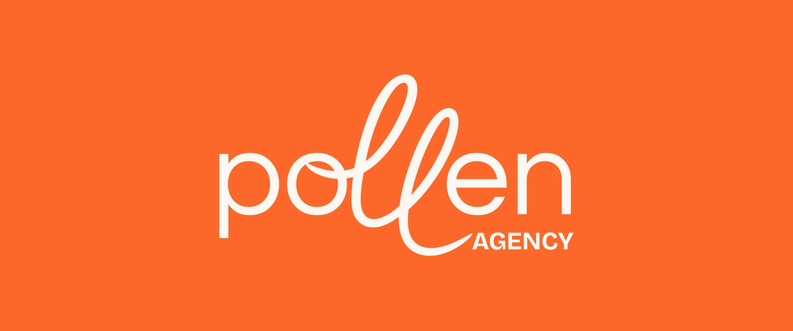 Logo Pollen blanc sur fond orange